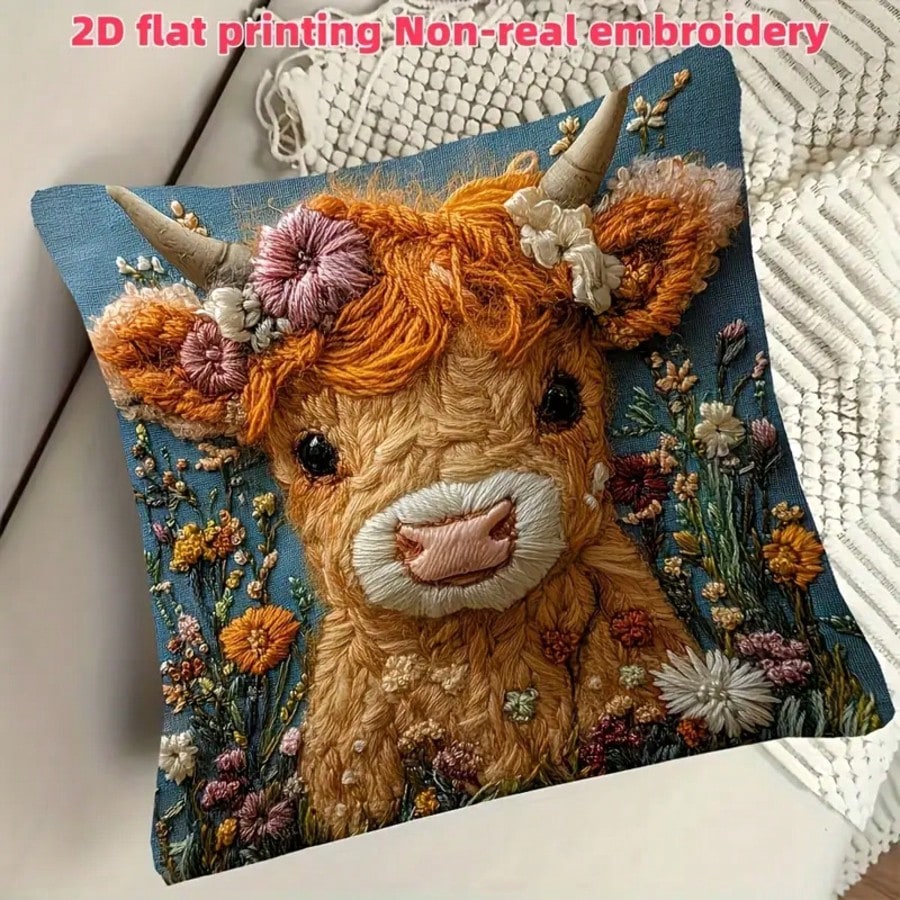 1pc Vintage Highland Cow Decor - Pillow Insert 18X18 recension och pris