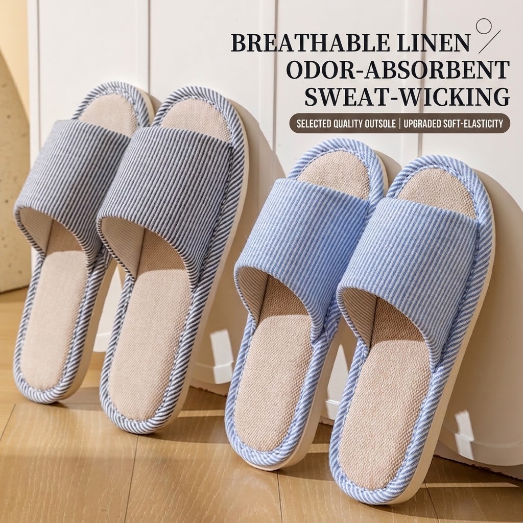 Breathable Flax Linen Slippers - Home Textile recension och pris