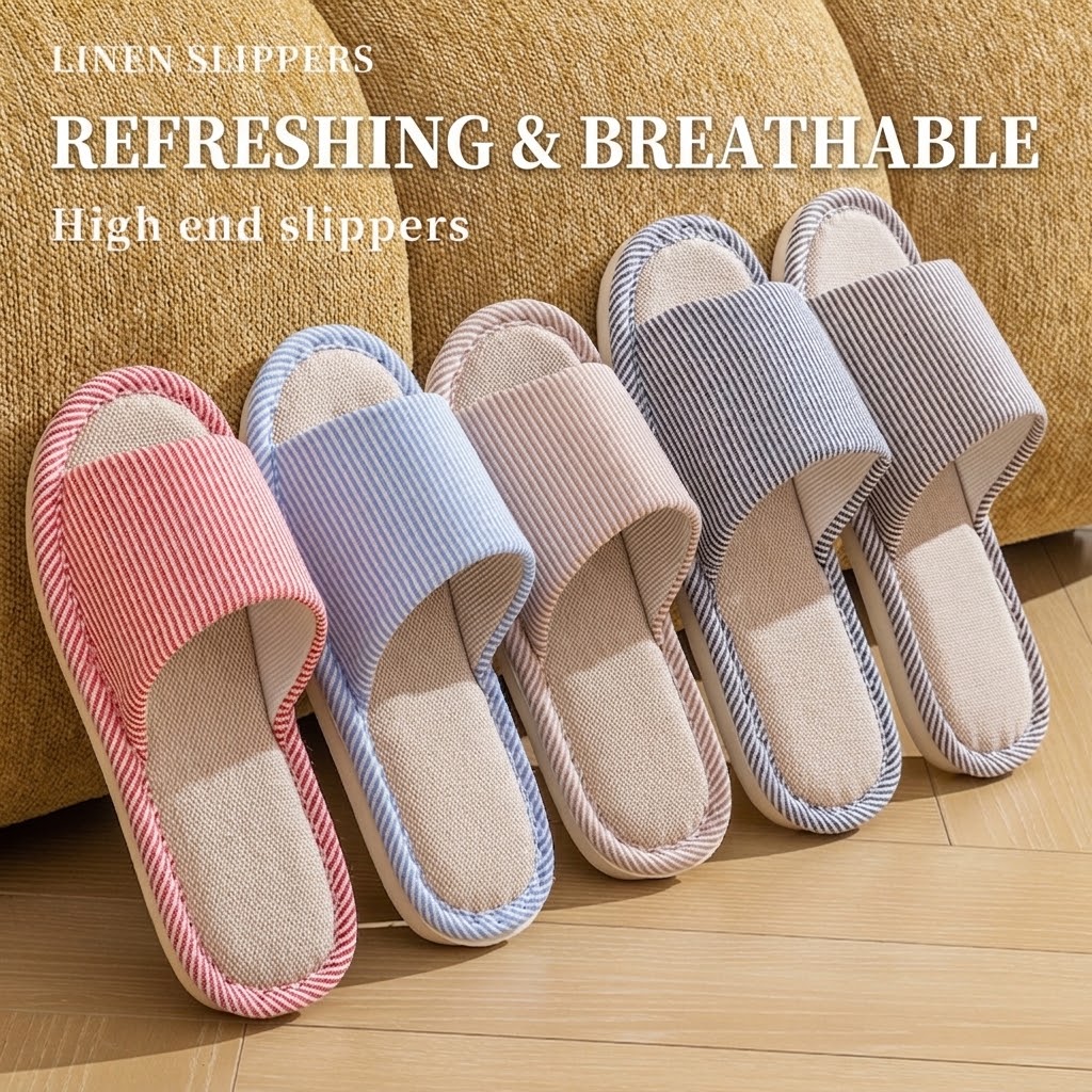 Breathable Flax Linen Slippers - Home Textile recension och pris
